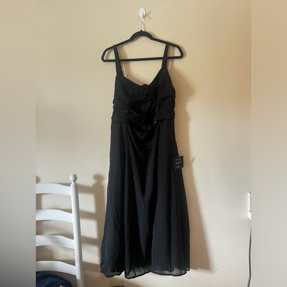 NWT lulu’s black rosette cutout midi dress XL